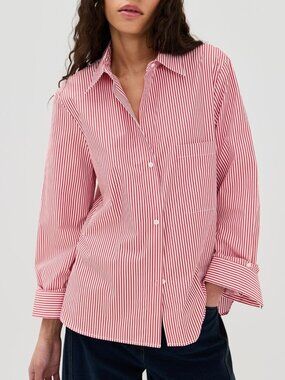 NWT TWP Next Morning Shirt Red and White Striped in Superfine Cotton